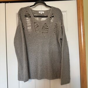 John+Jenn Open Knit Distressed Sweater‎